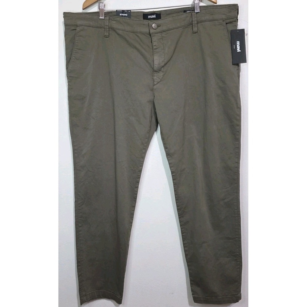 NEW Mavi Jeans Men 44X32 Edward Dusty Olive Twill‎ Slim Straight Denim Stretch